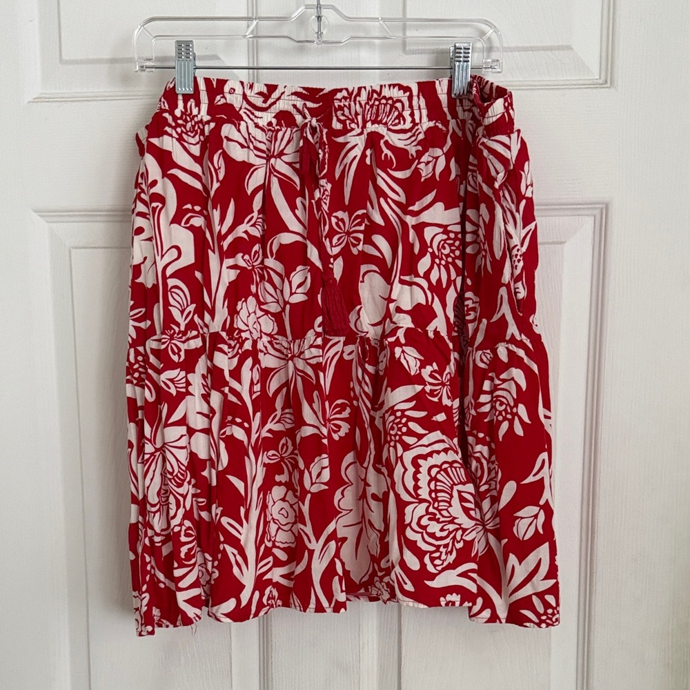 Knox Rose Red and White Floral Skirt